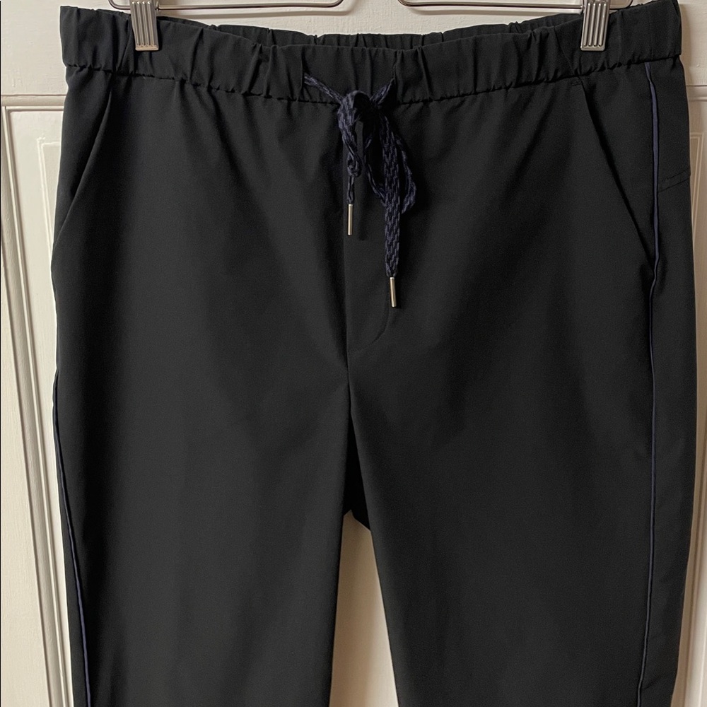 Anthropologie Maeve Black High Rise Tapered Trousers Blue Side Stripe women’s M